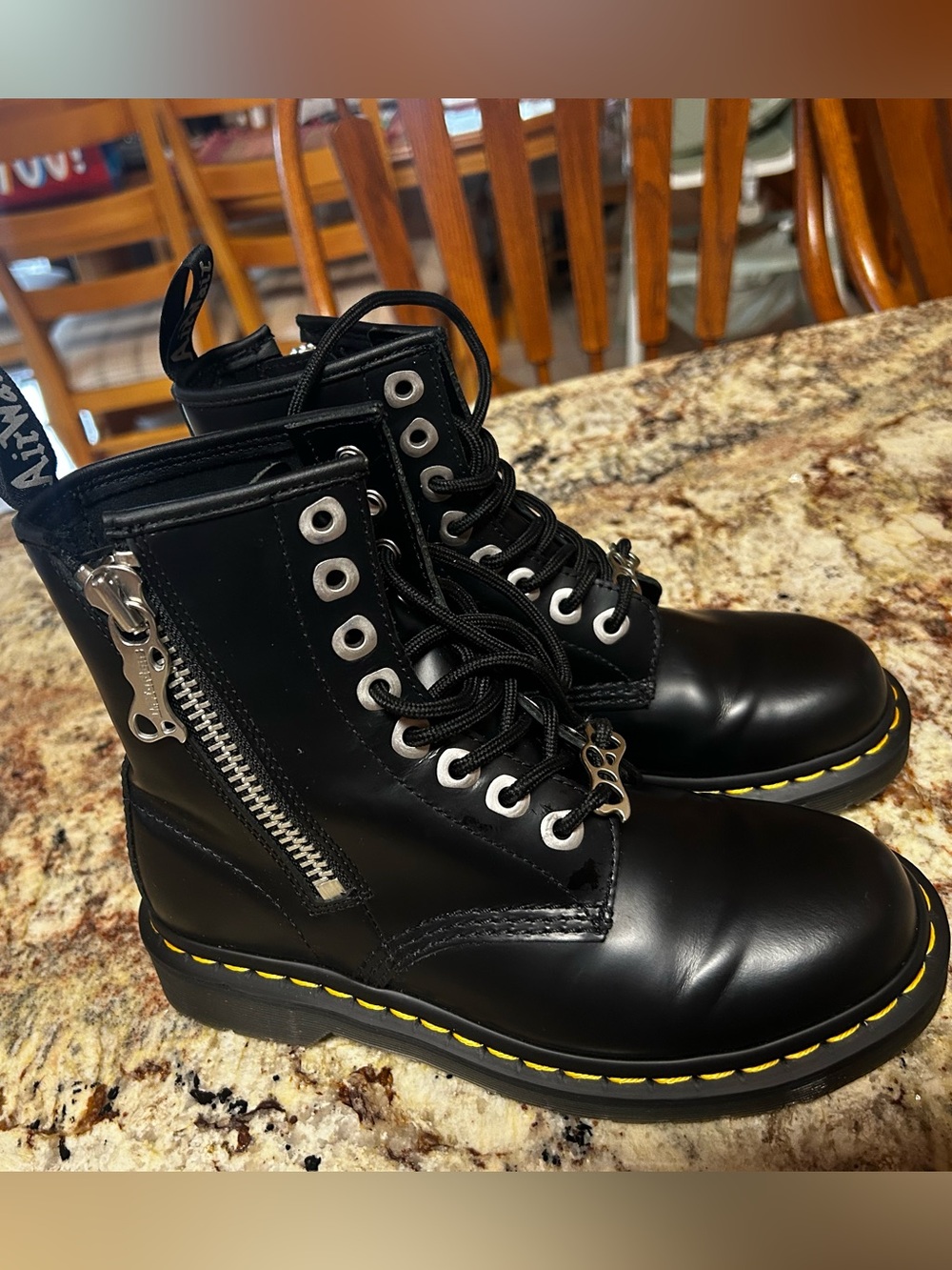NEW Doc Martens 1460 Pascal Zip Black Leather Combat Boots Women’s 5/ Big Girl 4